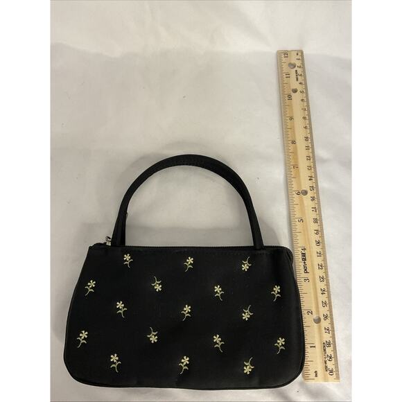 VTG VINTAGE ESPIRIT BLACK YELLOW FLOWER CLUTCH PURSE HANDBAG - Picture 10 of 10